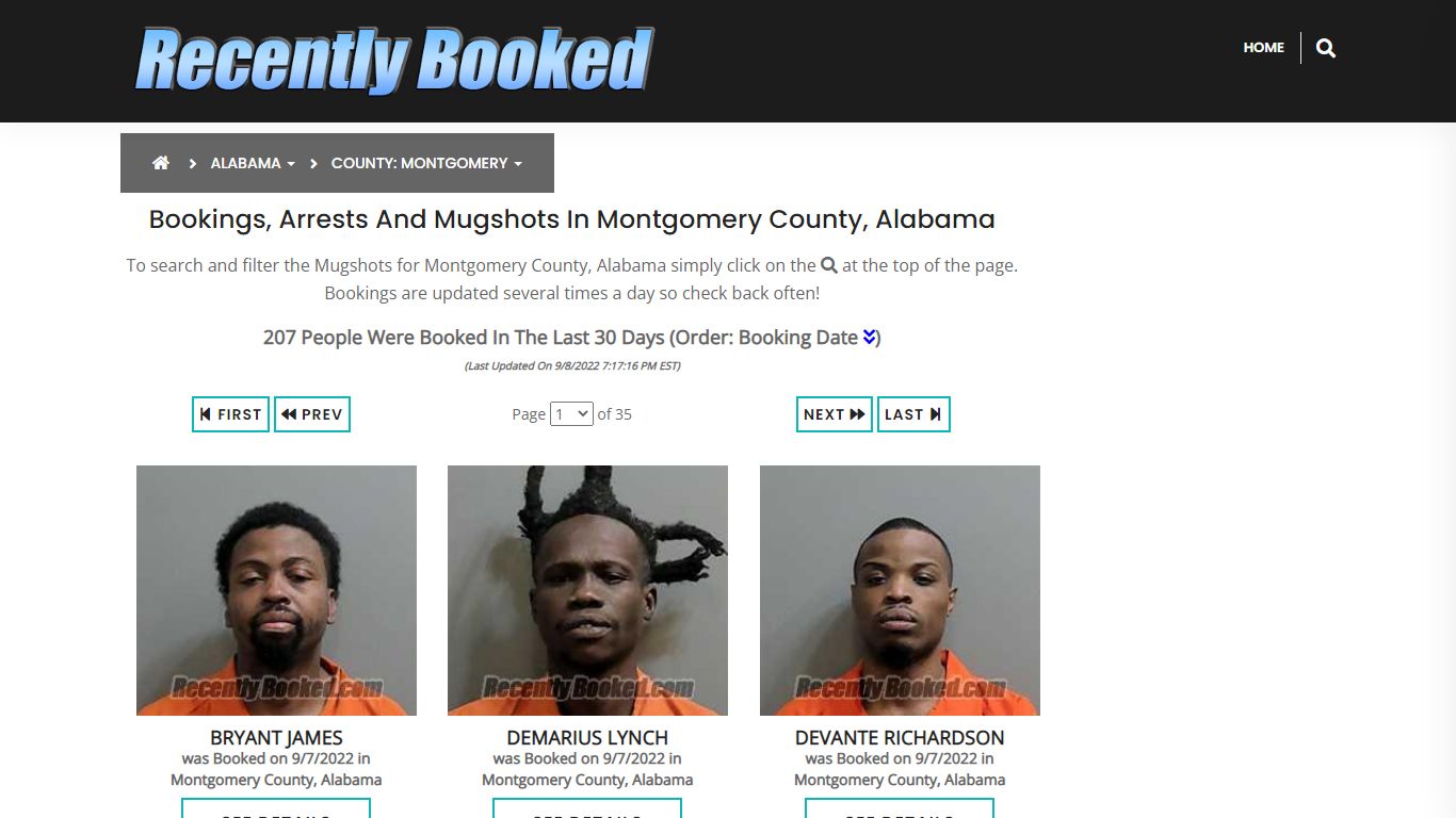 Bookings, Arrests and Mugshots in Montgomery County, Alabama